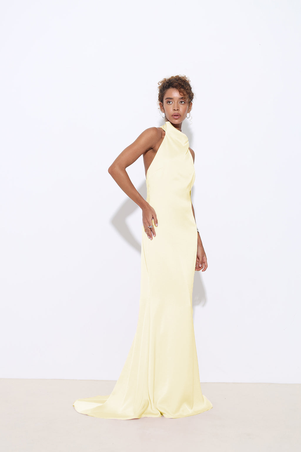 Halley Halter Neck Yellow Maxi Dress