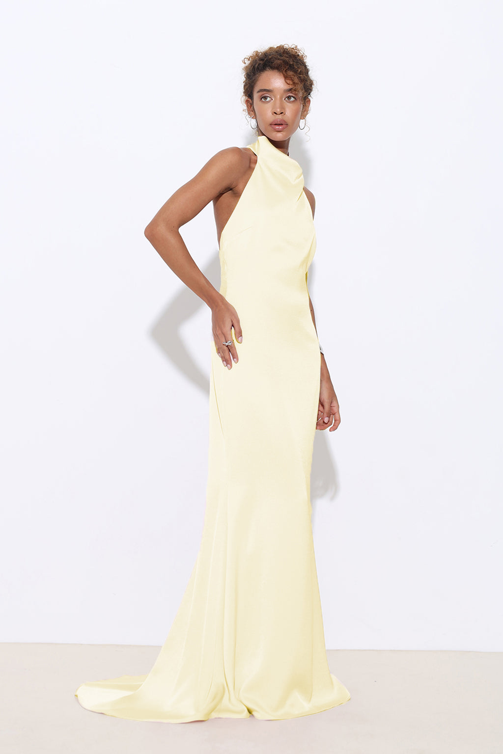 Halley Halter Yaka Green Maxi Elbise