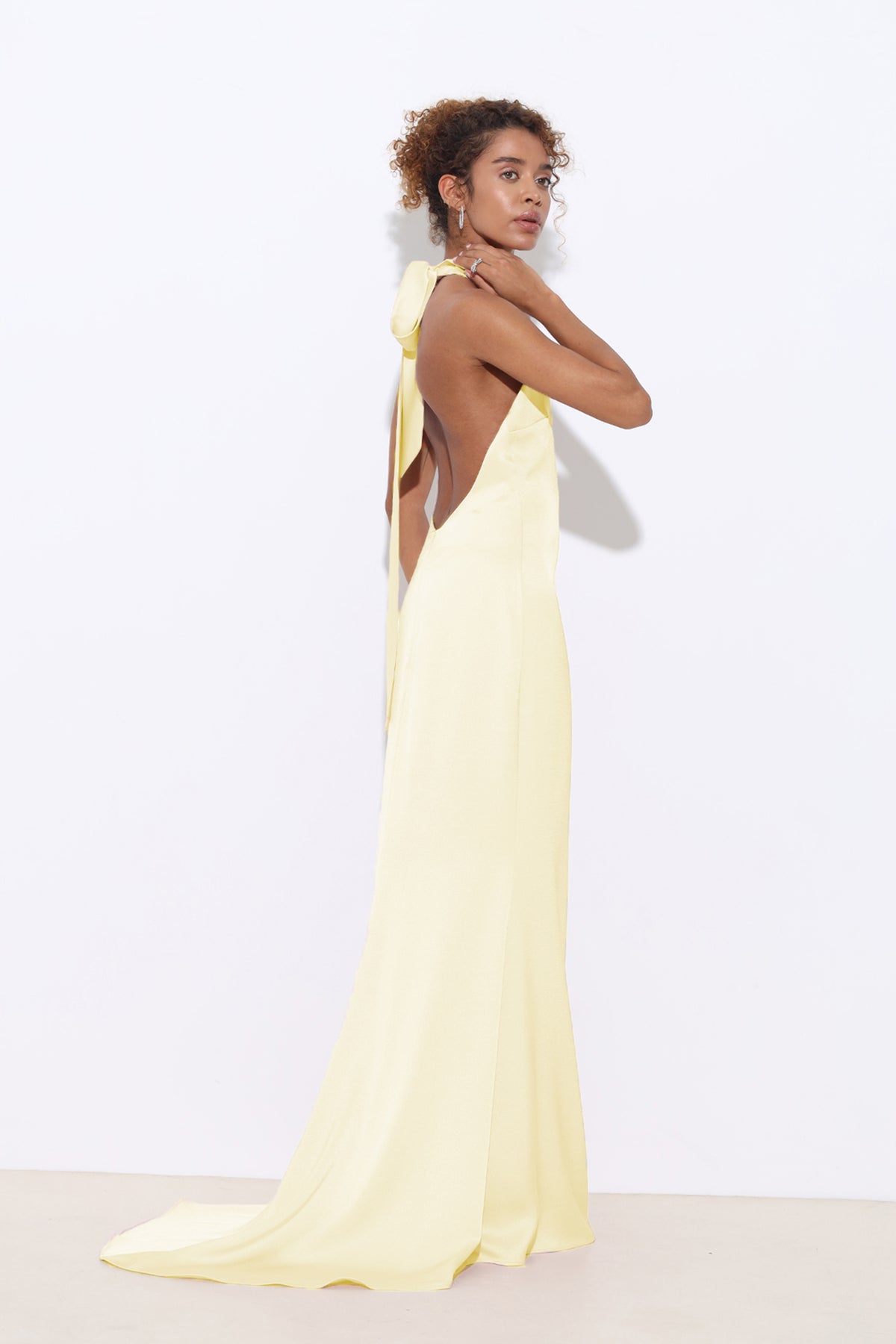 Halley Halter Neck Yellow Maxi Dress