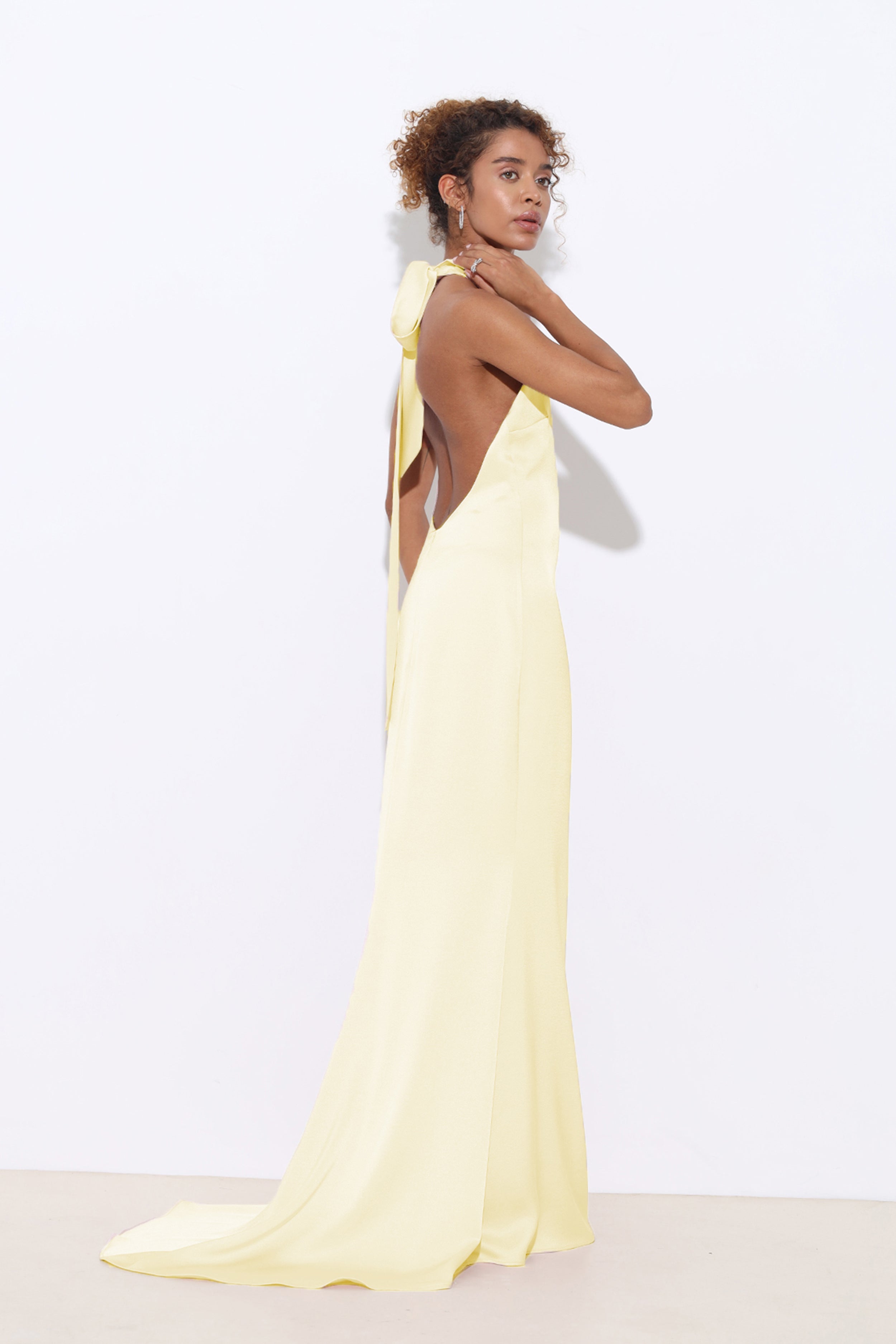 Halley Halter Yaka Green Maxi Elbise