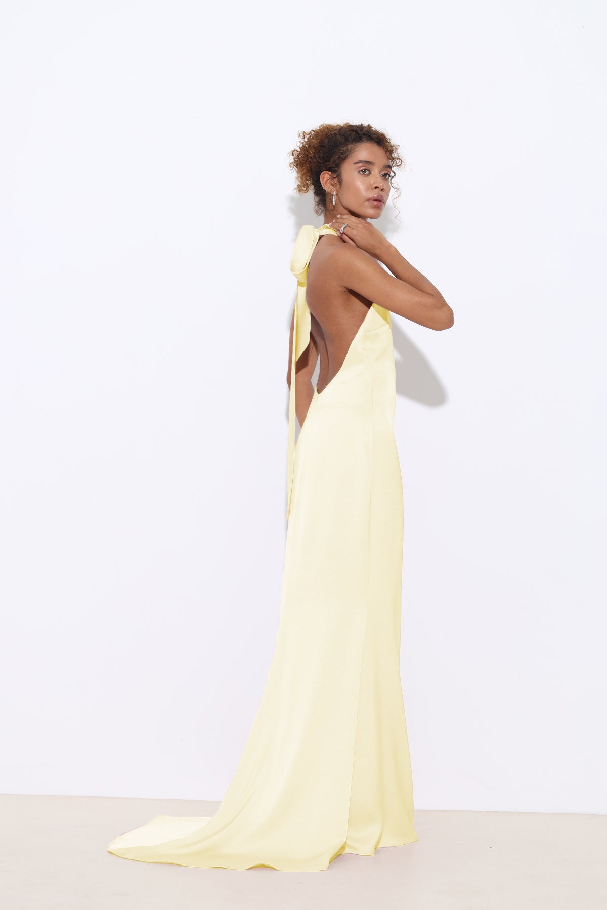Halley Halter Neck Yellow Maxi Dress