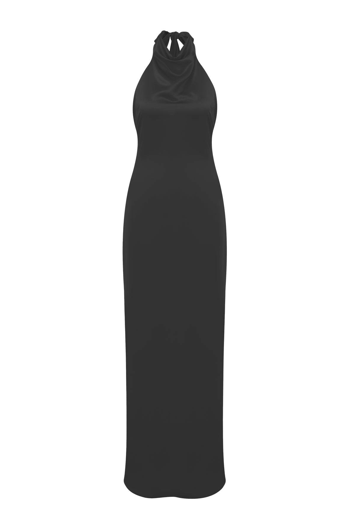 Halley Halter Neck Black Maxi Satin Dress Mozto Halley Halter Neck Black Maxi Satin Dress Mozto