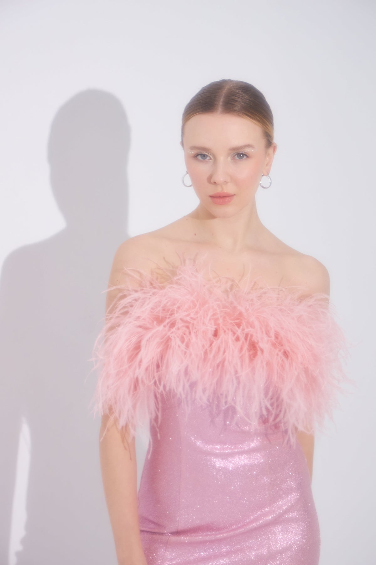 Liana Feathered Pink Mini Dress
