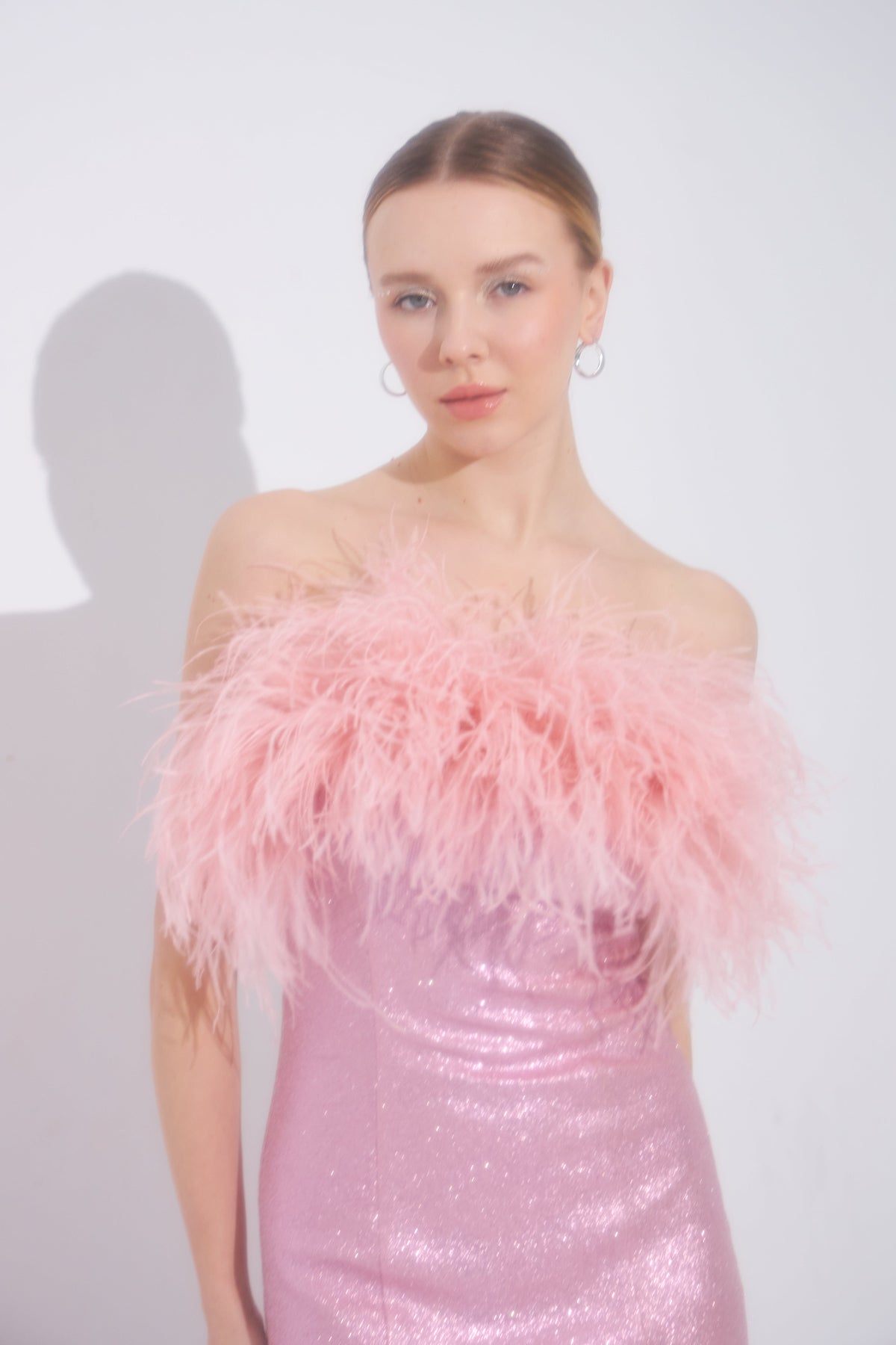 Liana Feathered Pink Mini Dress