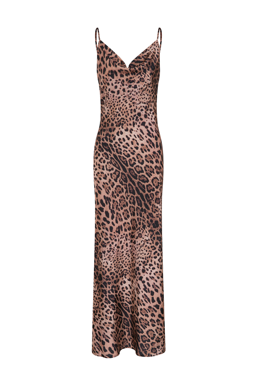 Jace Satin Leopar Print Maxi Slip Dress
