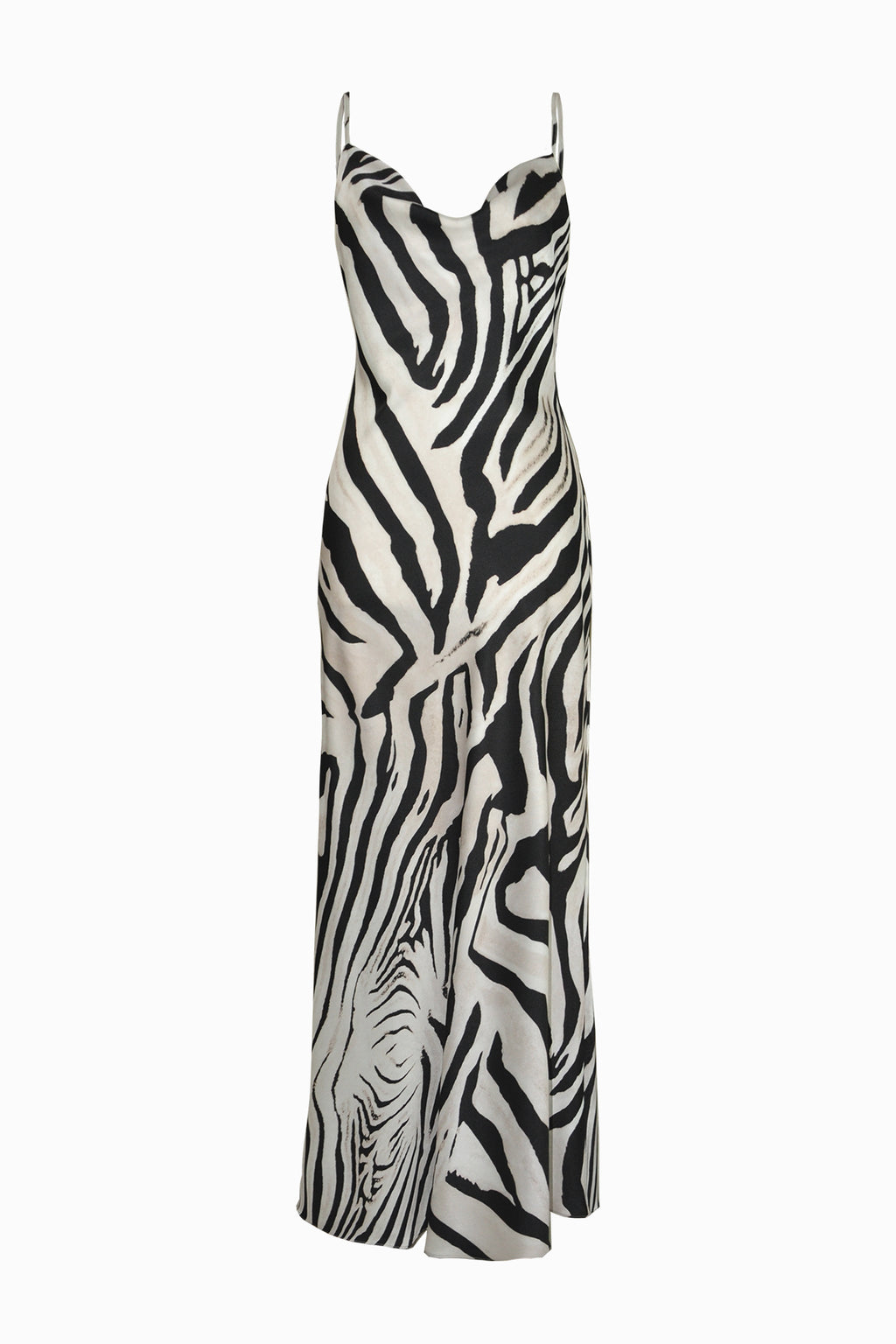 Jace Satin Zebra Print Maxi Slip Dress