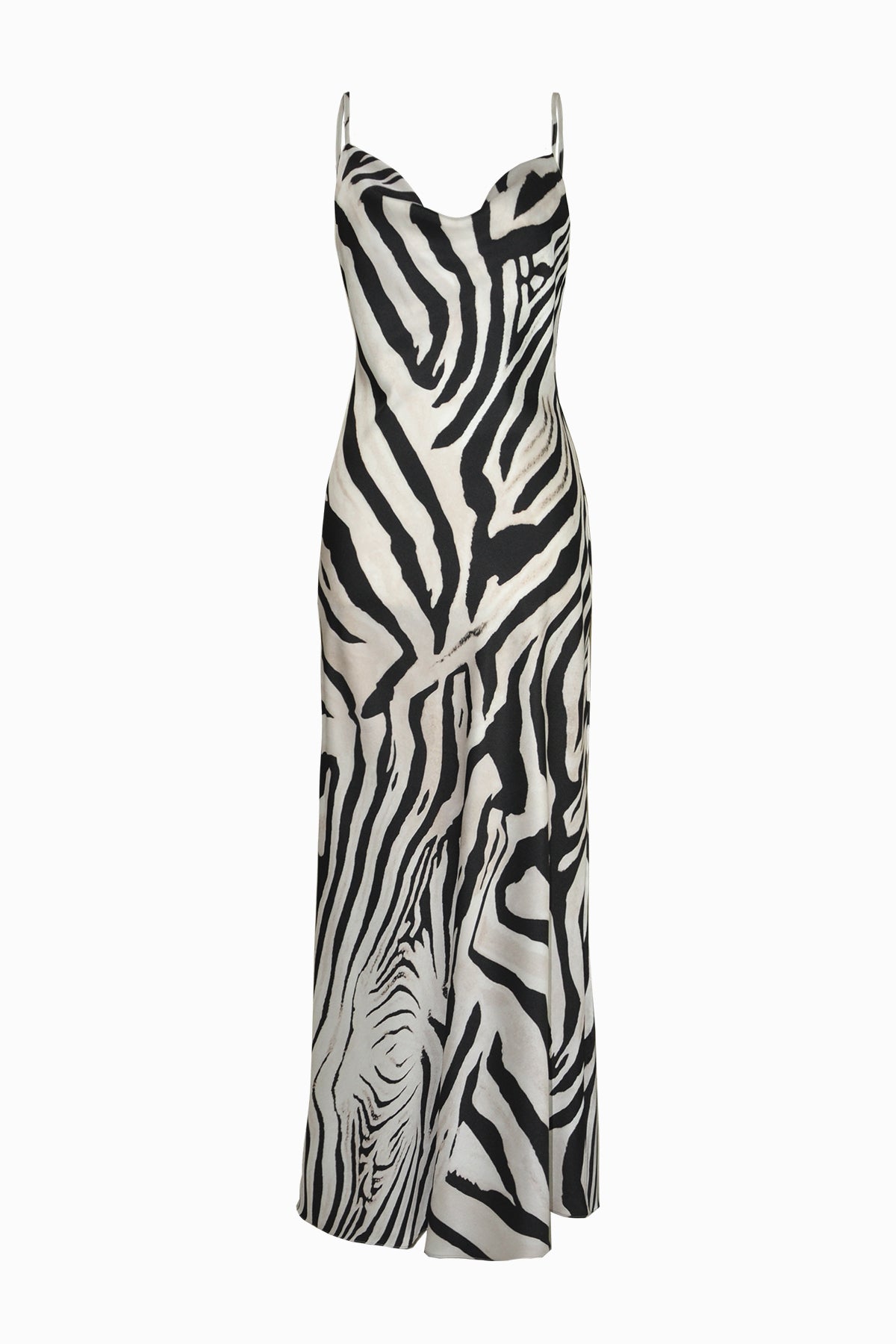 Jace Satin Zebra Print Maxi Slip Dress
