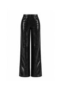 Jade Snake Print Black Faux Leather Pants