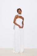 Juliette Strapless White Dress with Scarf