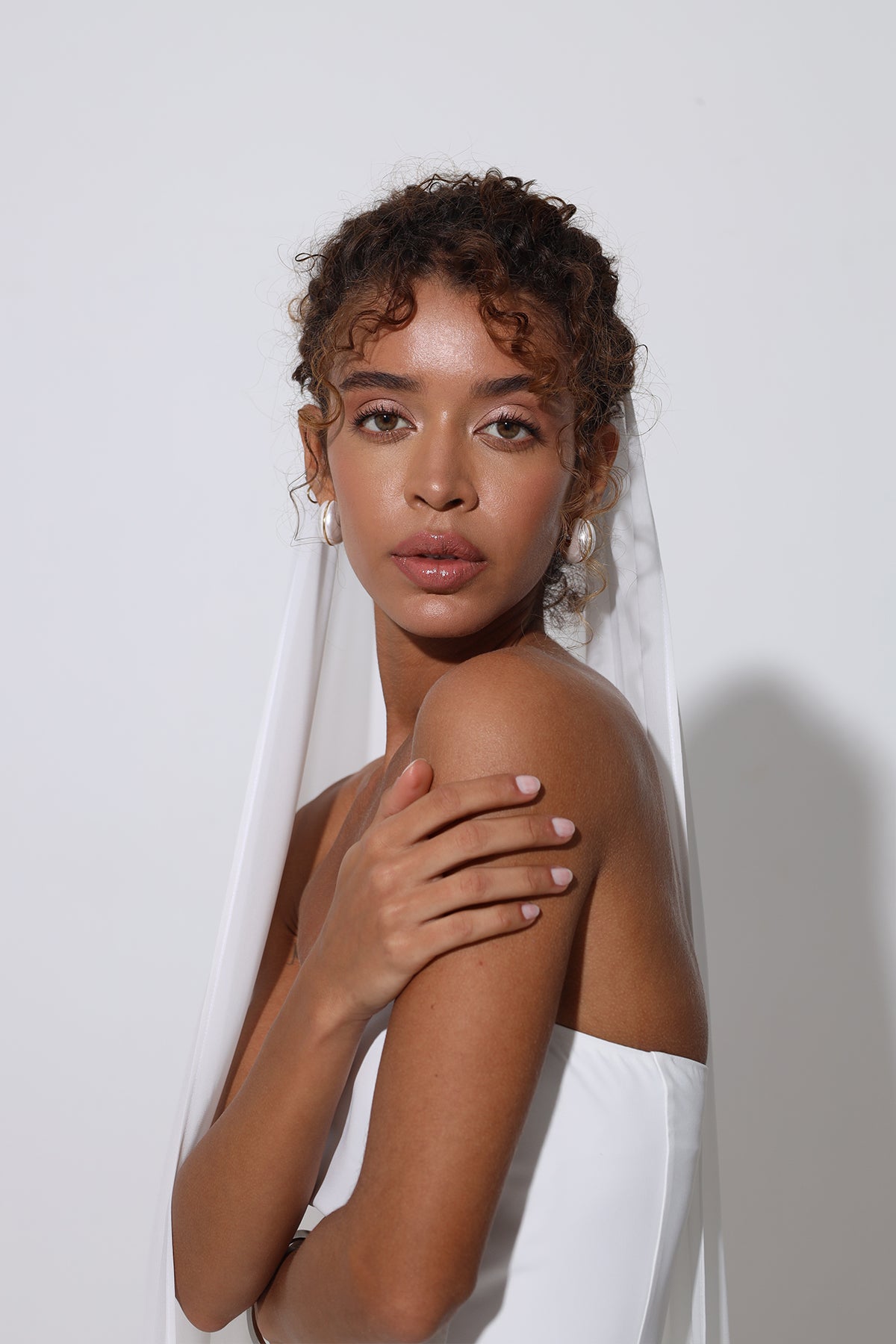 Juliette Strapless White Dress with Scarf