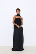 Juliette Strapless Black Dress with Scarf