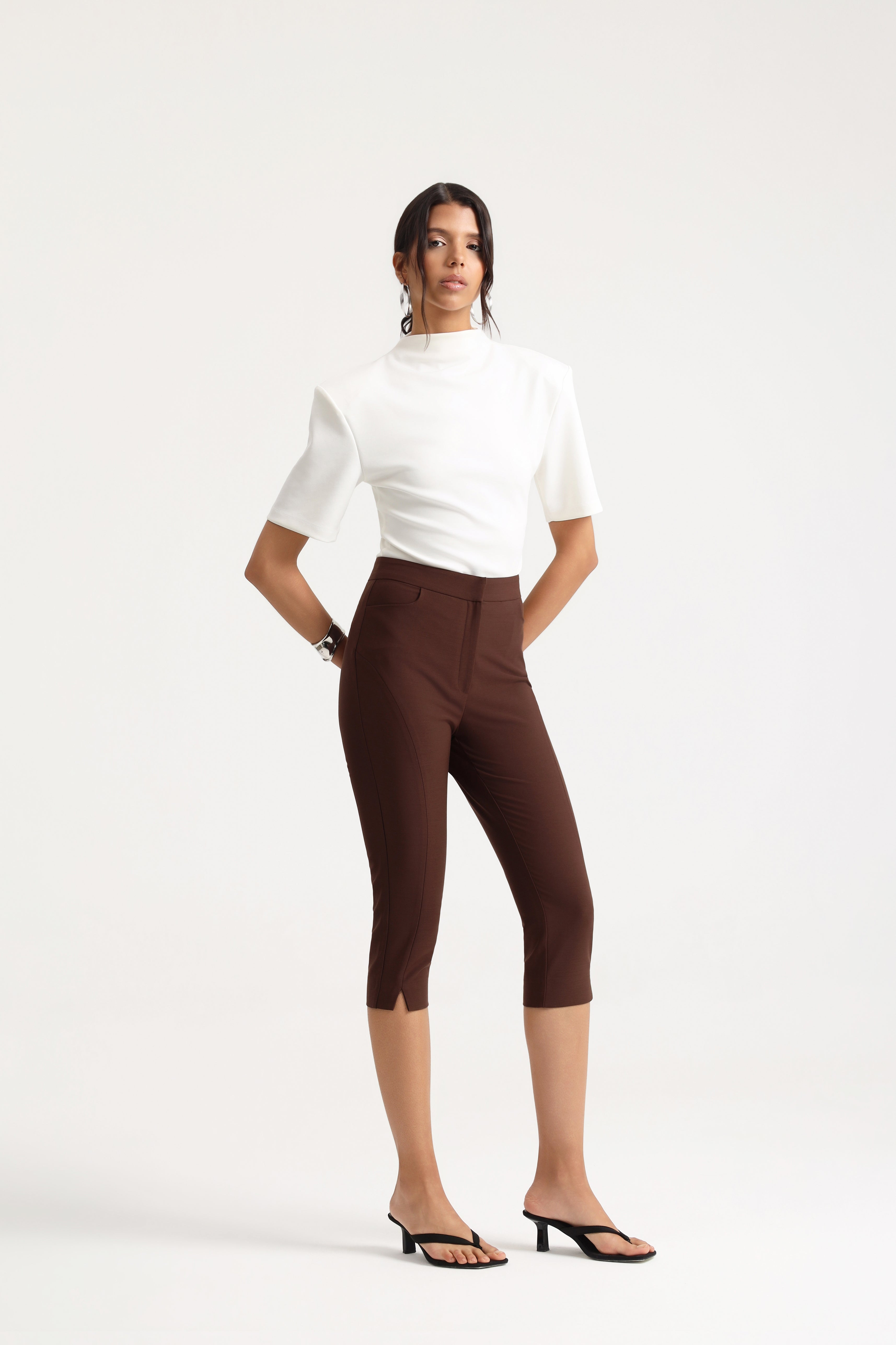 Kaia Brown Capri Pants