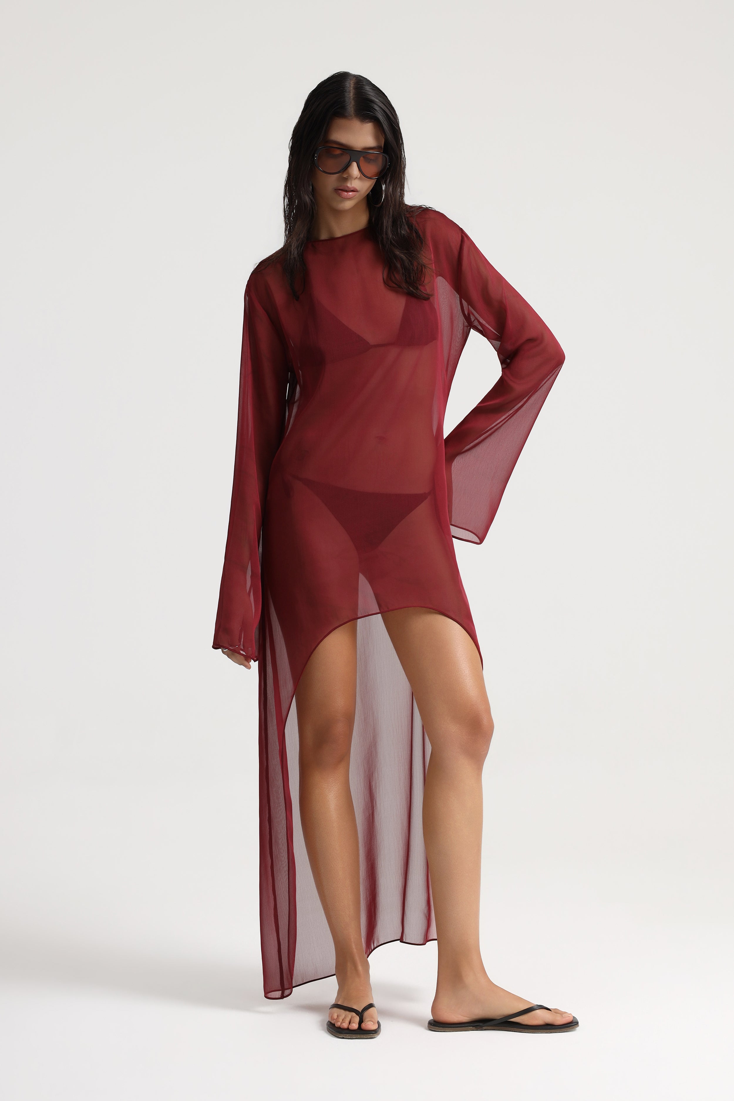 Kea Chiffon Burgundy Beach Dress