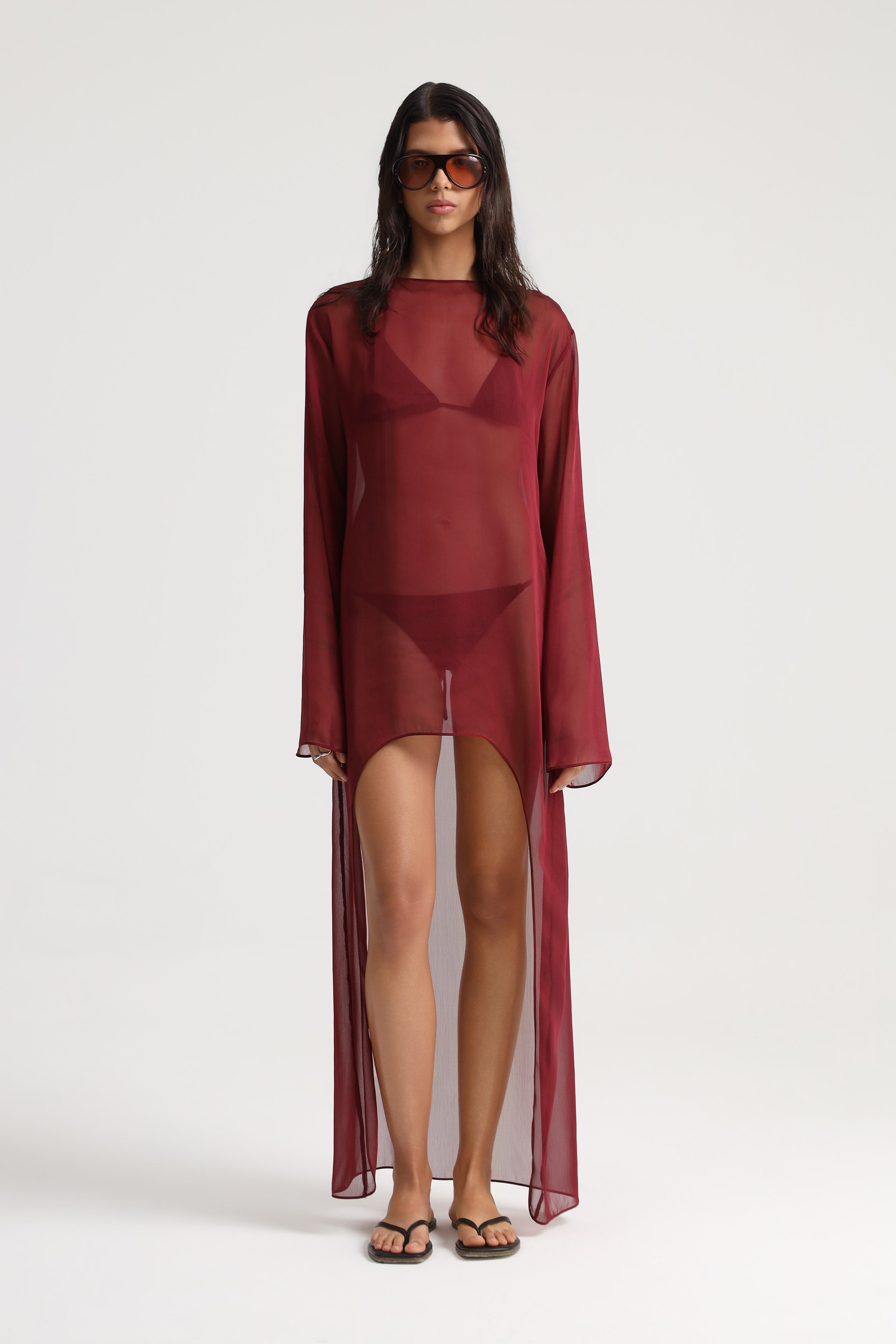 Kea Chiffon Burgundy Beach Dress