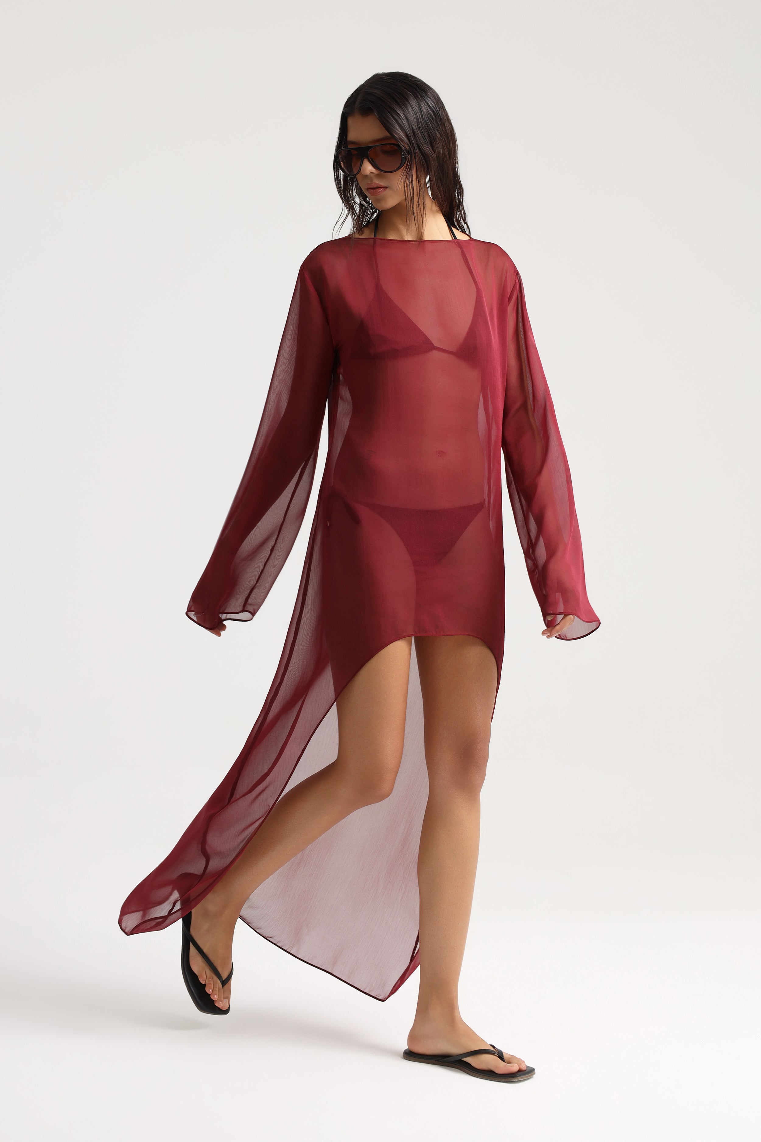 Kea Chiffon Burgundy Beach Dress Mozto Kea Chiffon Burgundy Beach Dress Mozto