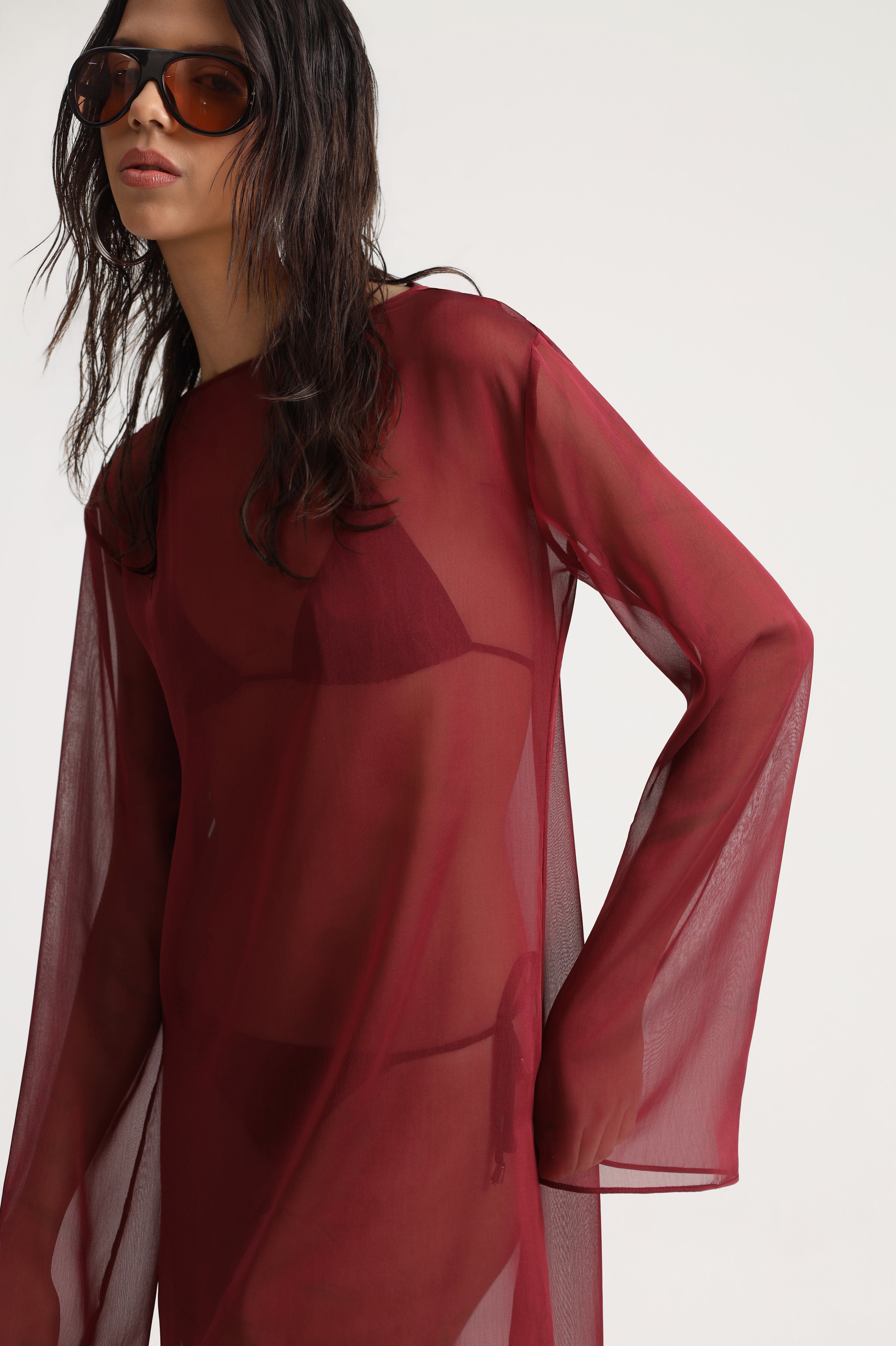 Kea Chiffon Burgundy Beach Dress