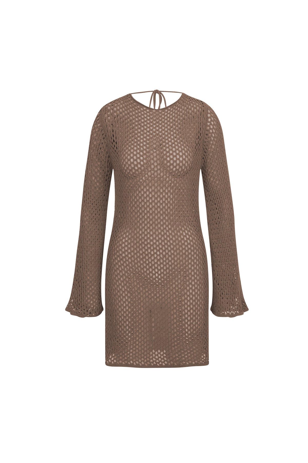 Luna Knitted Brown Mini Beach Dress
