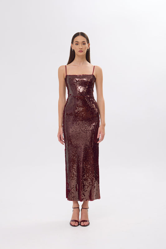 Marley Burgundy Sequined Dress