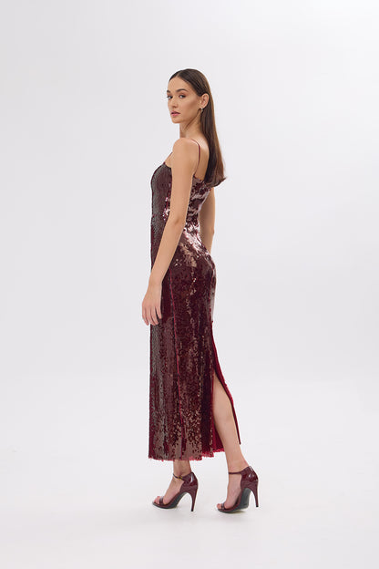 Marley Burgundy Sequined Dress