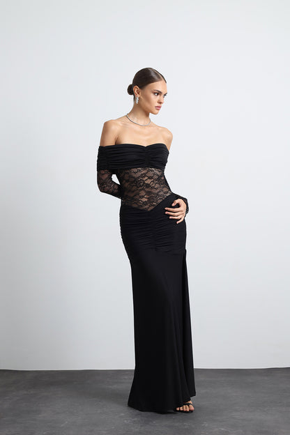 Marne Lace Maxi Black Dress