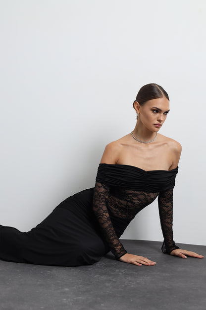 Marne Lace Maxi Black Dress