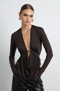 Marone Long Sleeve Brown Top