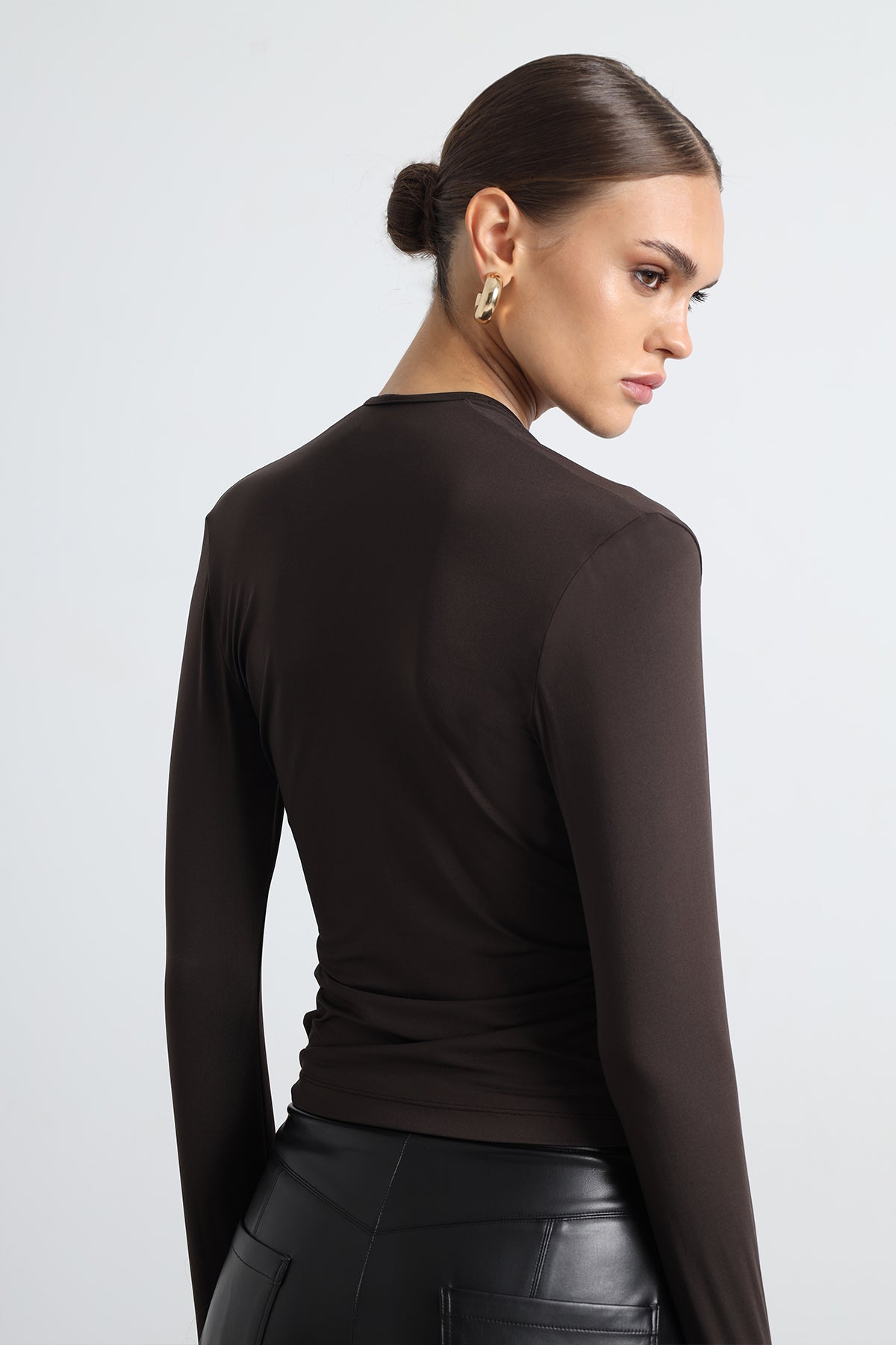 Marone Long Sleeve Brown Top