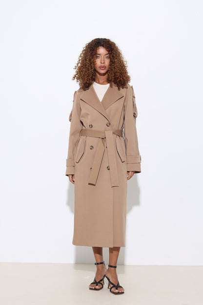 Marvine Maxi Camel Trench Coat