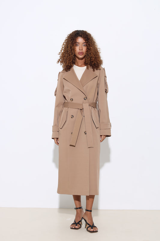 Marvine Maxi Camel Trench Coat