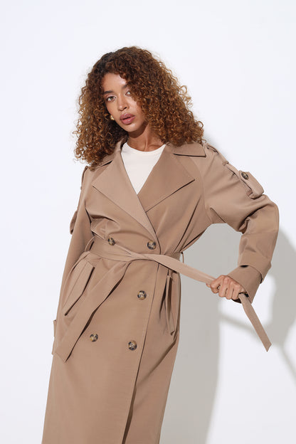 Marvine Maxi Camel Trench Coat