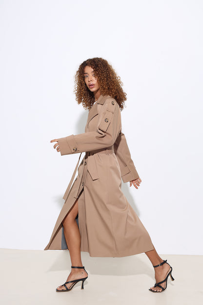 Marvine Maxi Camel Trench Coat