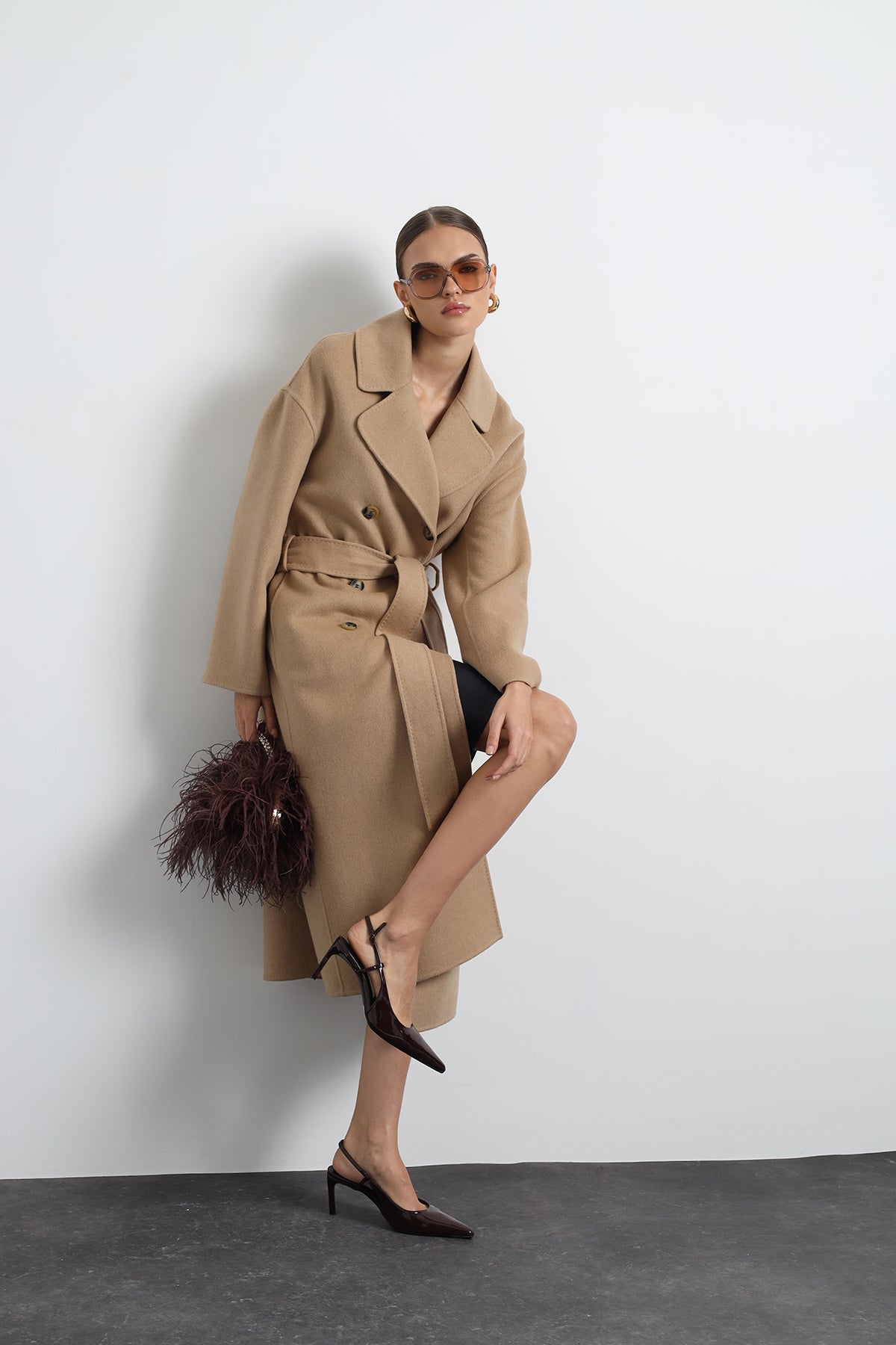 Maxin %100 Yün Camel Maxi Kaban