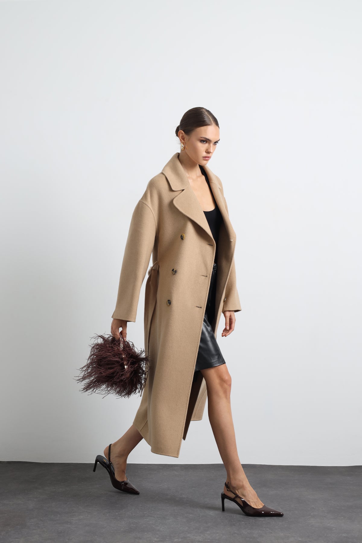 Maxin 100% Virgin Wool Camel Maxi Coat