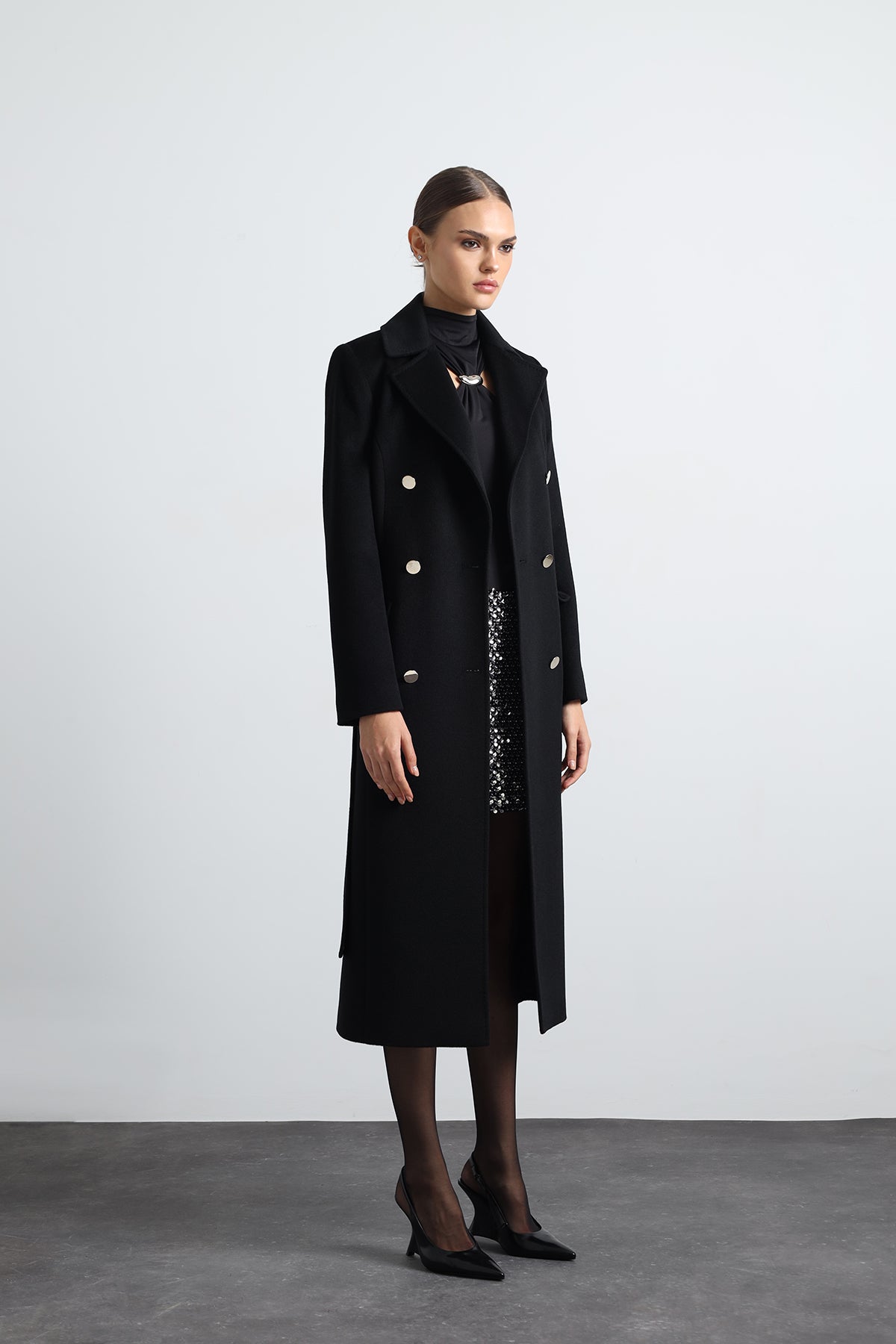 Milara 100% Virgin Wool Black  Coat