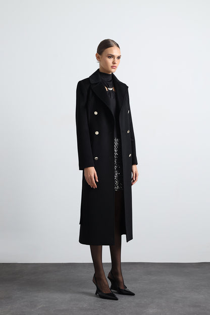 Milara 100% Virgin Wool Black  Coat