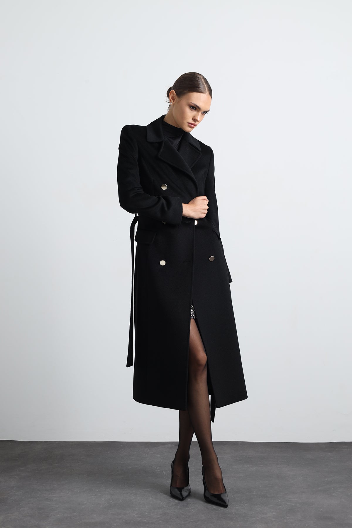 Milara 100% Virgin Wool Black  Coat