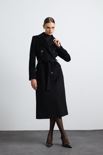 Milara 100% Virgin Wool Black  Coat