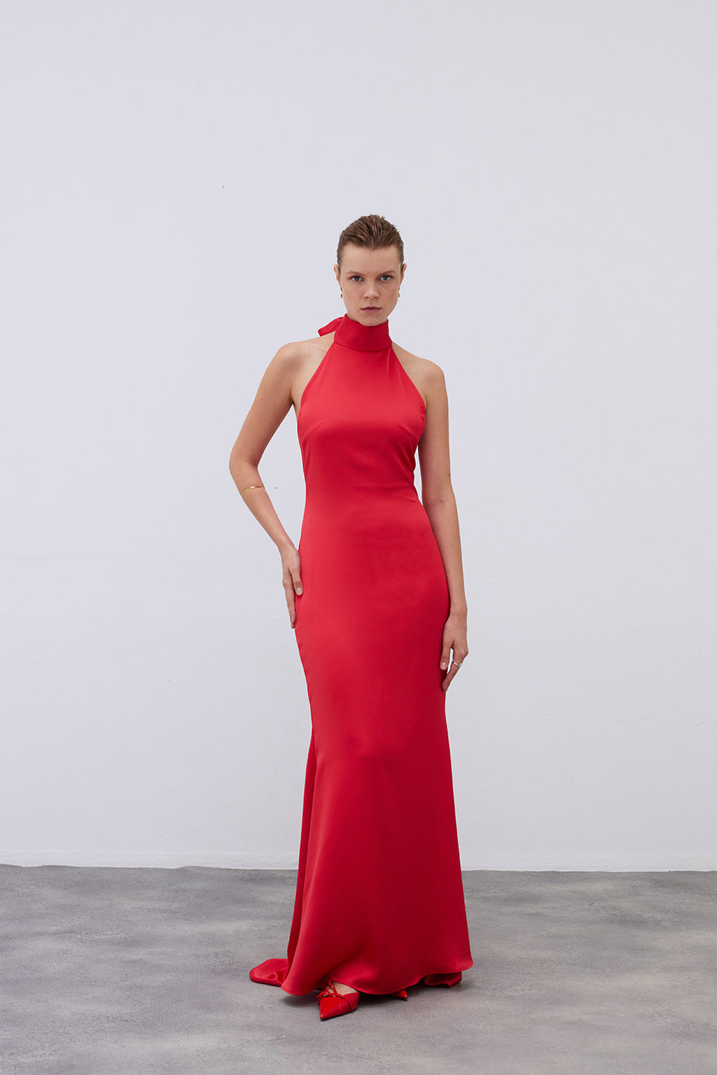 Mirella Red Maxi Satin Dress
