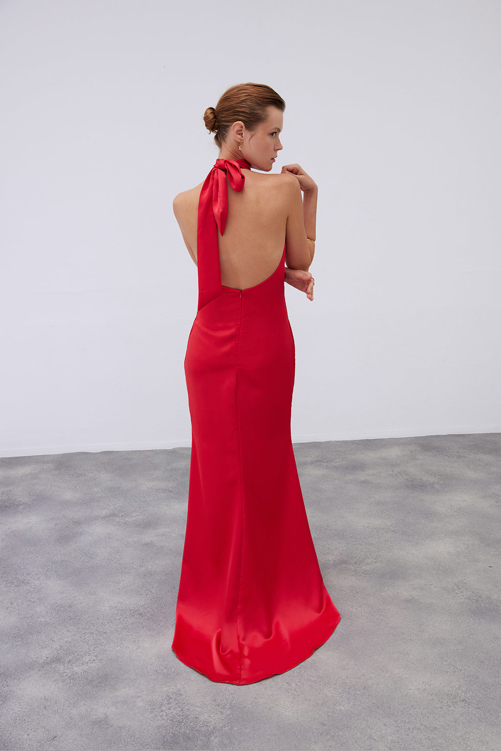 Mirella Red Maxi Satin Dress