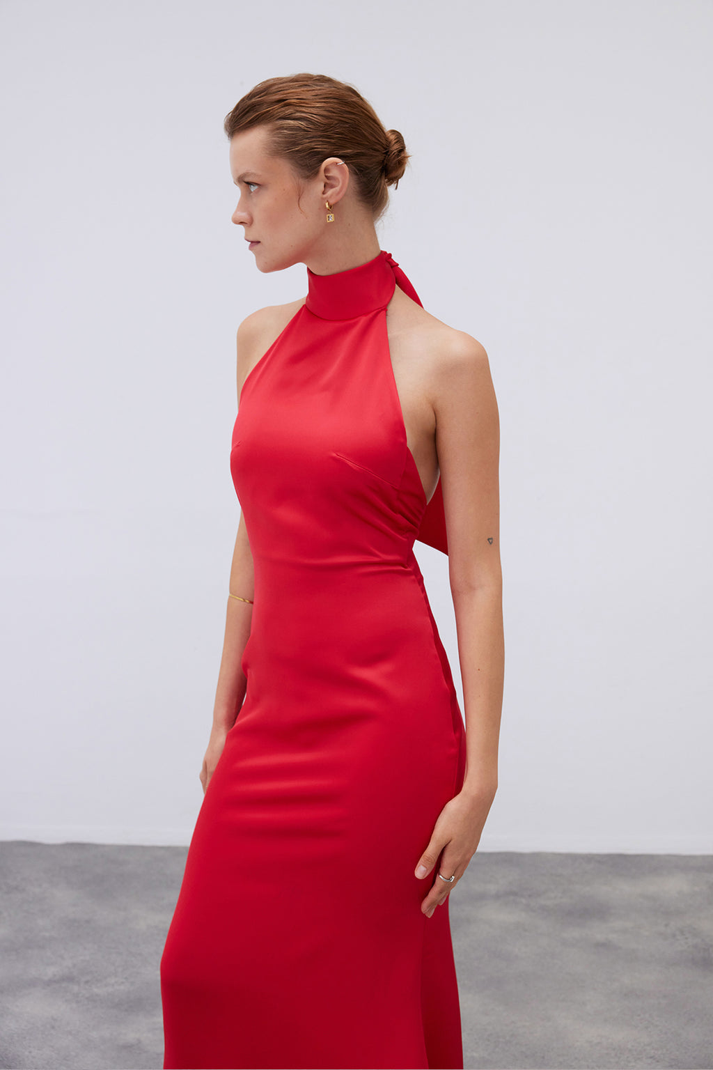 Mirella Red Maxi Satin Dress