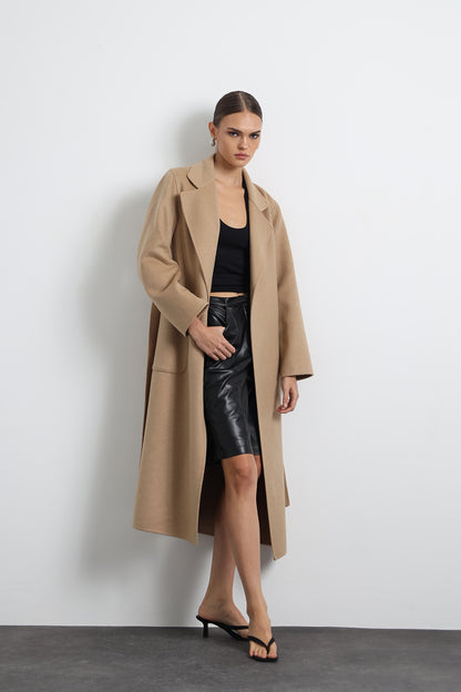 Moxe 100% Virgin Wool Camel Coat