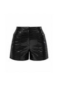 Noa Croc-Embossed Black Faux Leather Shorts