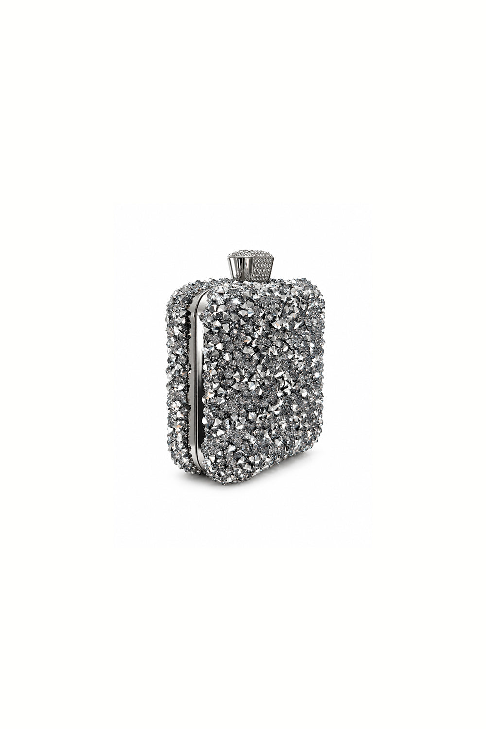 Noir Silver Crystal Embellished Clutch