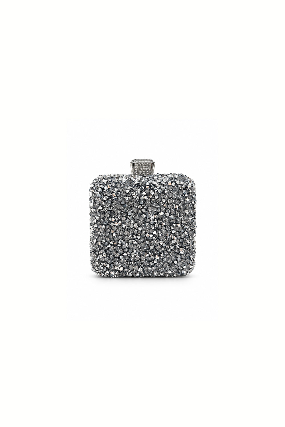 Noir Silver Crystal Embellished Clutch