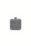 Noir Silver Crystal Embellished Clutch