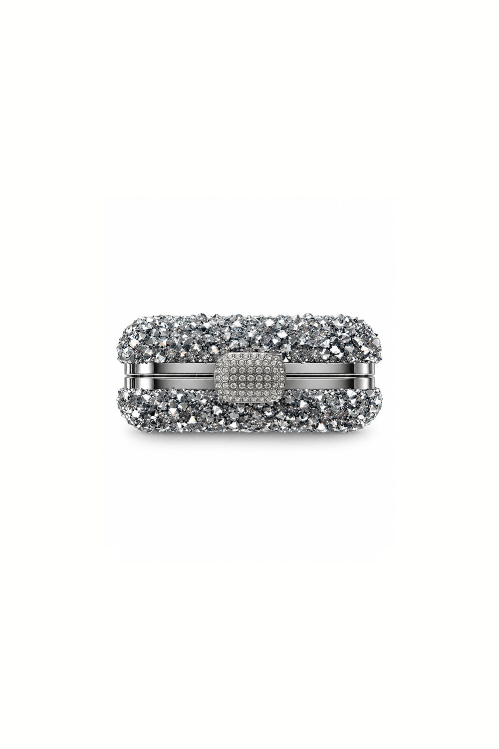 Noir Silver Crystal Embellished Clutch