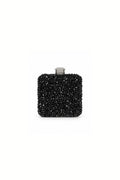 Noir Black Crystal Embellished Clutch