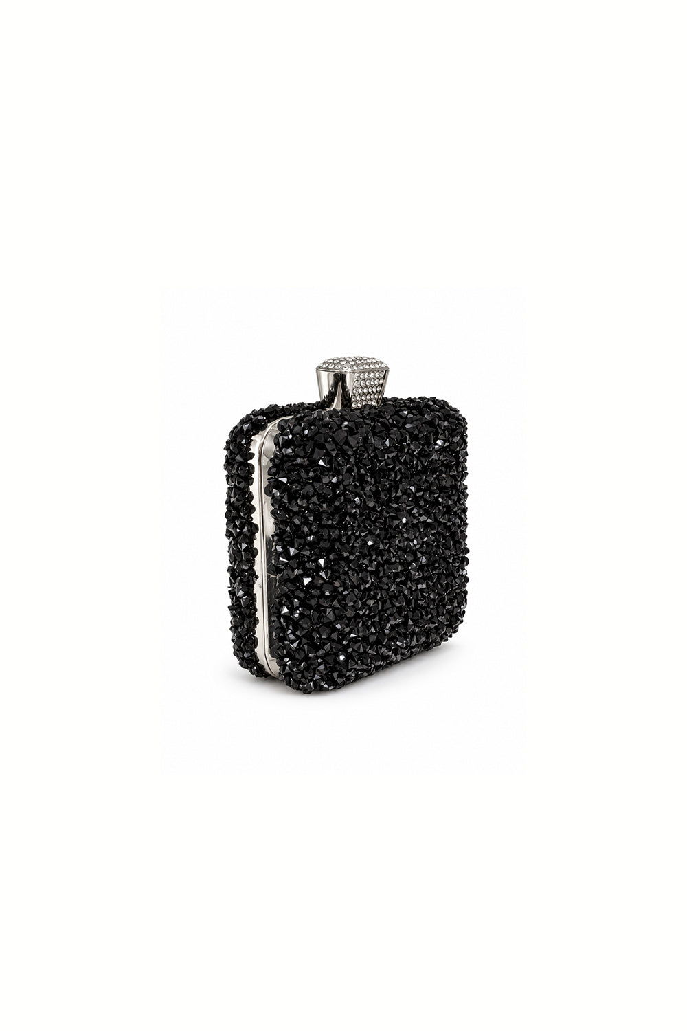 Noir Black Crystal Embellished Clutch