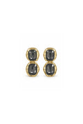 Onyx Siyah Kristal Taşlı Gold Renk Geometrik Sallantılı Küpe
