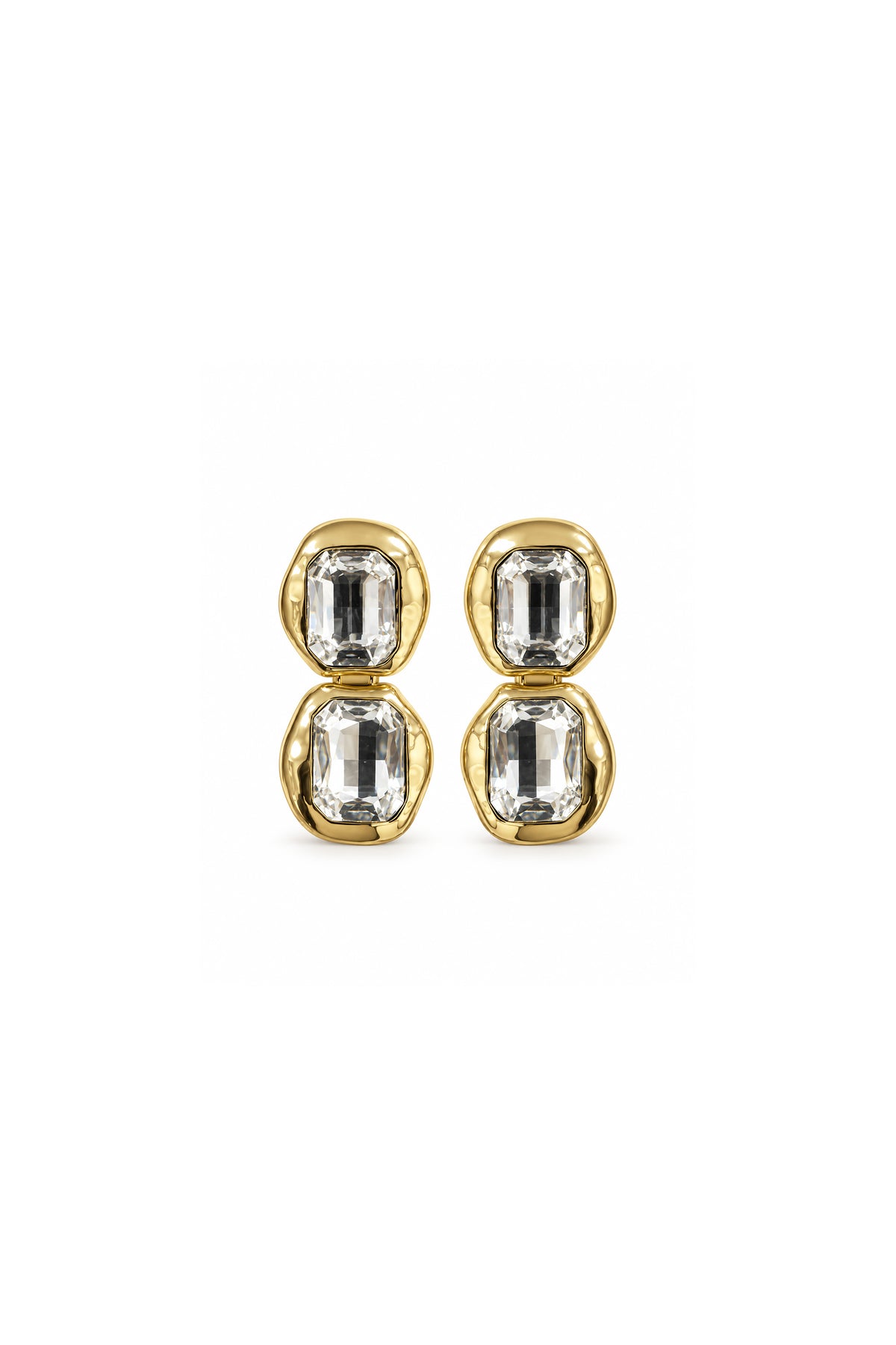 Onyx Crystal Gold-Tone Geometric Drop Earrings